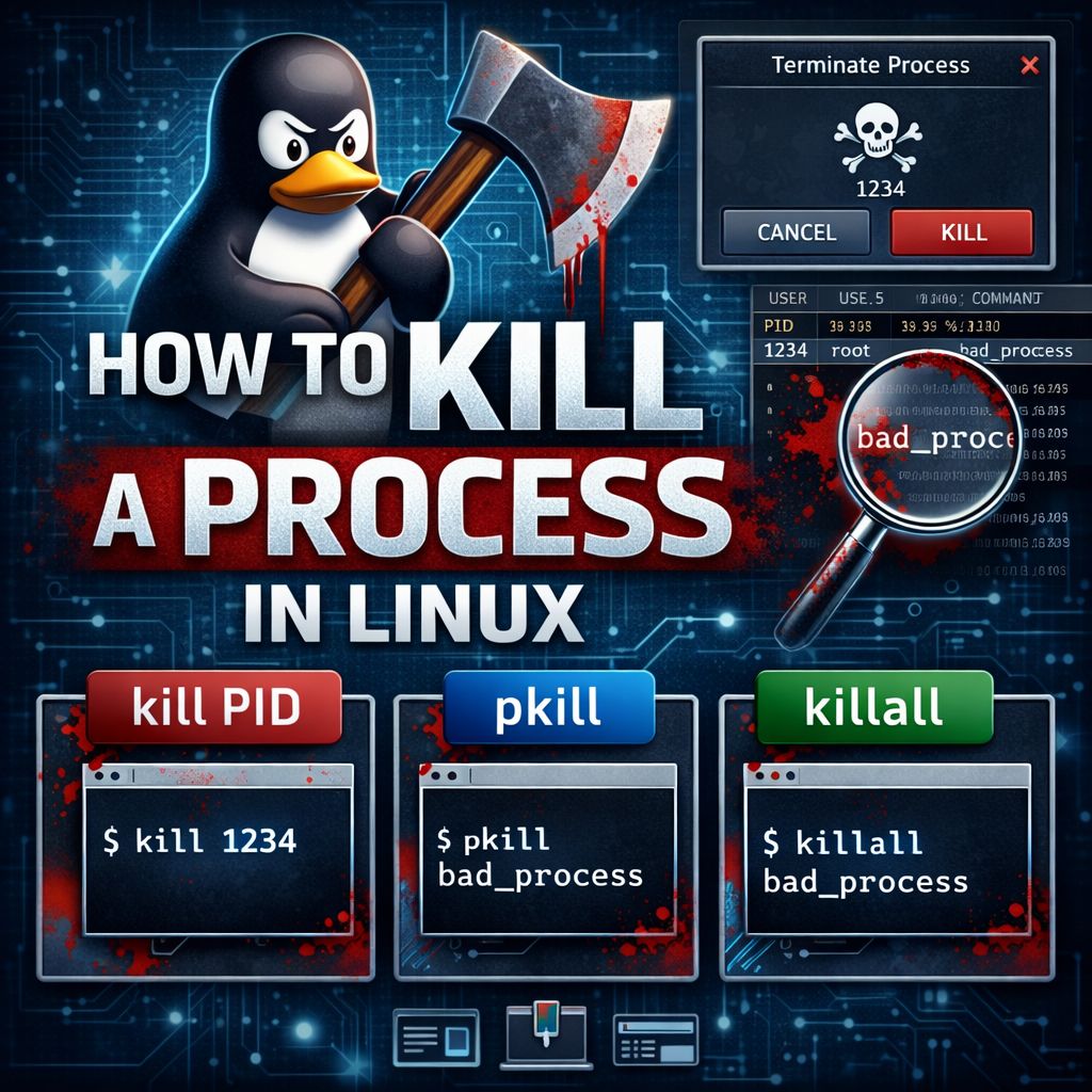 Принудительное завершение процесса в Linux с помощью команд Top, Kill ...